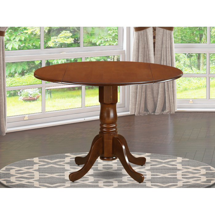 Alcott Hill® Maytham Drop Leaf Solid Wood Pedestal Dining Table